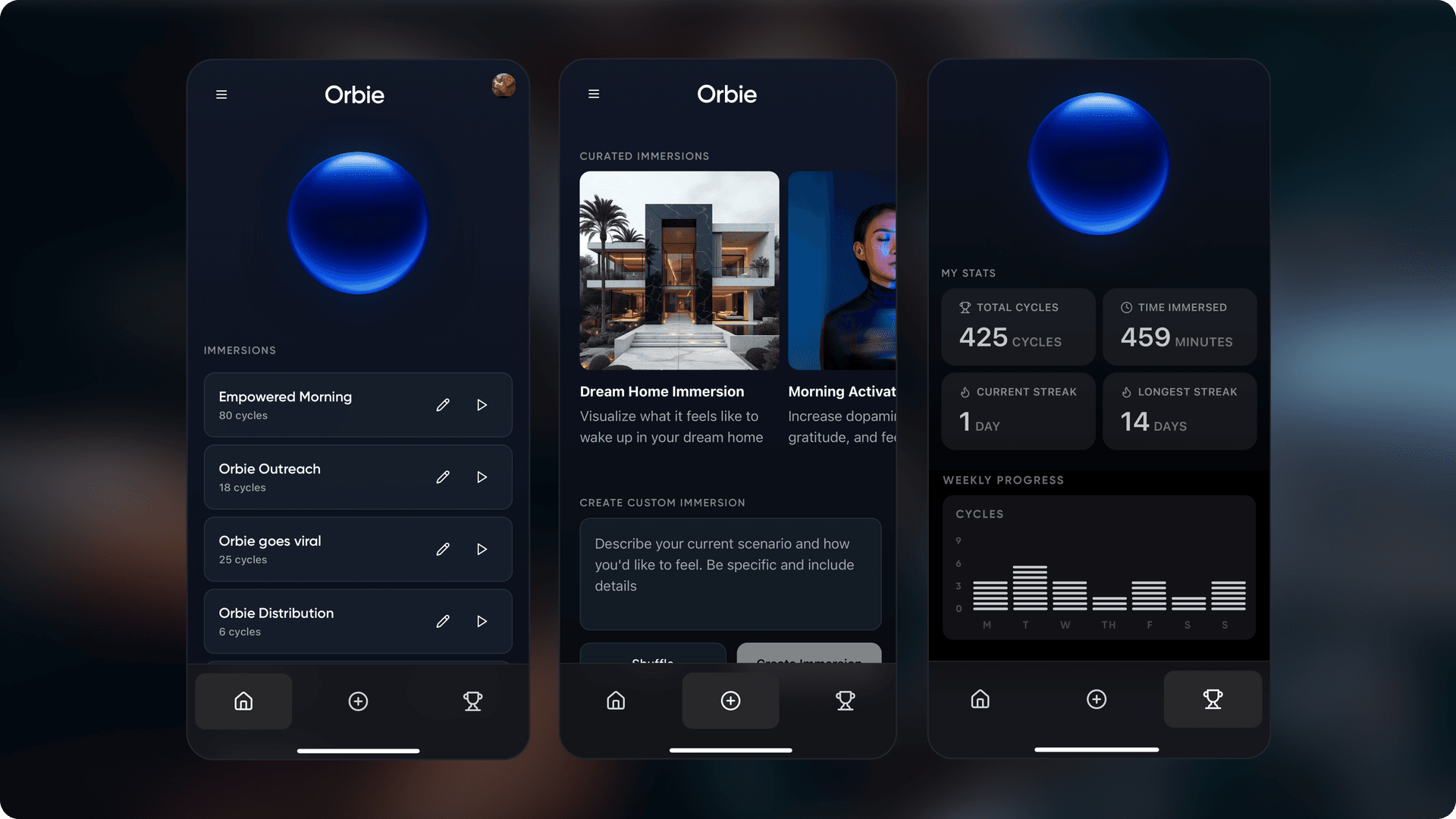 Orbie Mobile App Screens 1